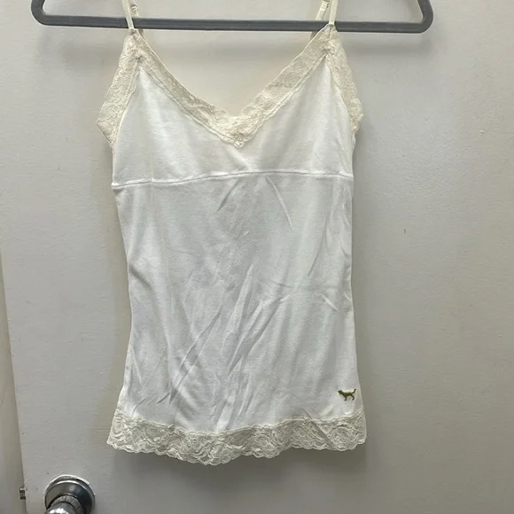 Pink White Lace Trim Camisole  Size Medium. - Picture 5 of 9